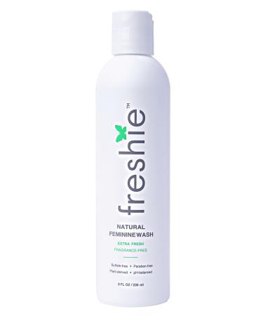 freshie Natural Feminine Care pH-Balanced Cleansing Wash Odor-Blocking Plant-Based Ingredients External Vaginal Hygiene Cleanser 8 fl Ounces (Extra Fresh) Extra Fresh 8 Fl Oz (Pack of 1)