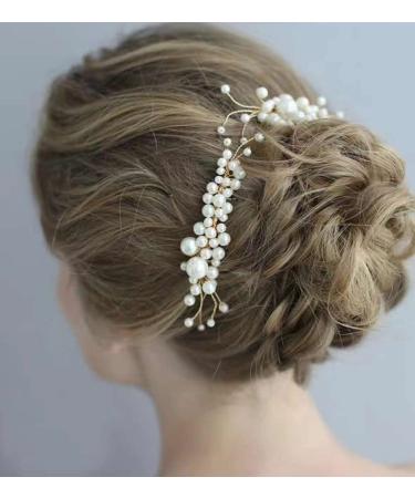 Cinaci 25 Pack Gold Glitter Rhinestone Pearl Wedding Hair Combs + Pins Set - Buy Online on GoSupps.com