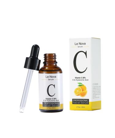 Le Nova Vitamin C Serum for Face Brightening Anti-Aging Hydrating & Fragrance-Free Lightweight Serum for Sensitive Acne-Prone & Dry Skin With Hyaluronic Acid Aloe Vera & Vitamin E 1 fl oz - Buy Online on GoSupps.com