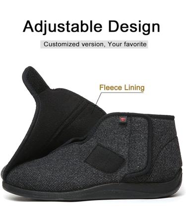 ZJING Extra Wide Diabetic Slippers for Men - Adjustable, Comfy, Indoor/Outdoor House Shoes - Velcro Closure - Grey - Buy Online on GoSupps.com