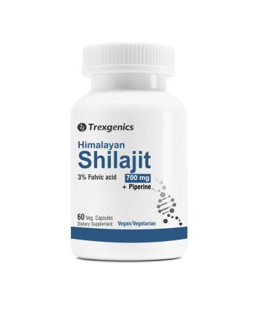 Trexgenics SHILAJIT MAX 700 mg VEGAN & GLUTEN FREE Himalayan with Piperine 5mg Vegan (60 Veg. Capsules)