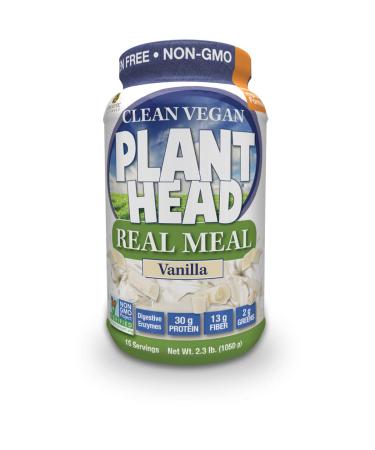 Plant Head Real Meal Organic Plant Based Protein Powder, Vanilla - Vegan, Low Net Carbs, Non Dairy, Gluten Free, Lactose Free, No Sugar Added, 2.3 Pound
