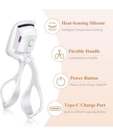 Subay Heated Eyelash Curlers - USB Rechargeable Electric Curler with Tweezer & Comb | Long Lasting 2 Heating Modes Perfect for Travel - Buy Online on GoSupps.com