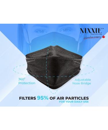 Disposable Black Face Masks Hynaut Leaf Shape Individually Packed 4-Ply 3D Face Masks Ear Loop Adjustable Nose Strap - Buy Online on GoSupps.com