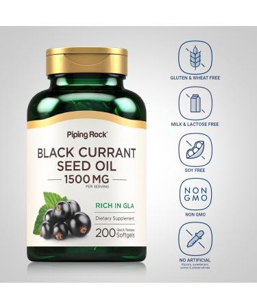 Piping Rock Black Currant Seed Oil Softgel Capsules | 1500mg | 200 Count | with Gamma Linolenic Acid (GLA) | Non-GMO Gluten Free Supplement - Buy Online on GoSupps.com