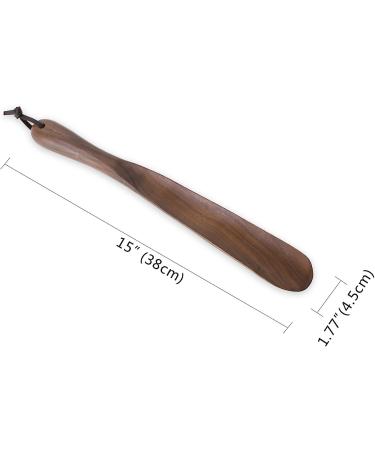 Muso Wood 15in Shoe Horn Long Handle for Seniors, Men, Women, Kids, Pregnancy - Walnut Wooden Shoehorn - Ergonomic Design - Buy Online on GoSupps.com