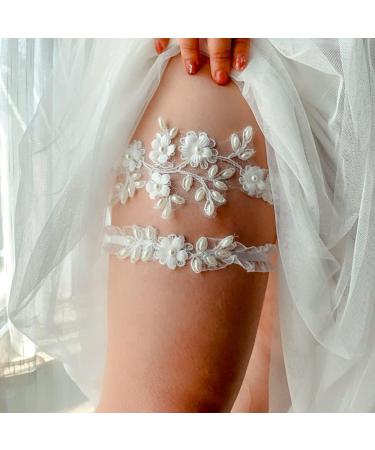 JWICOS 2Pcs Bride Wedding Lace Garters - White Bridal Leg Band for Women | Bridal Accessories - Buy Online on GoSupps.com