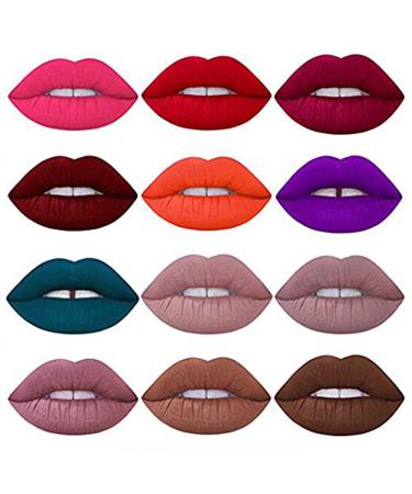 DONGXIUB 12 Color Set Waterproof Long Lasting Matte Lip Gloss - Beauty Makeup Cosmetics - Buy Online on GoSupps.com