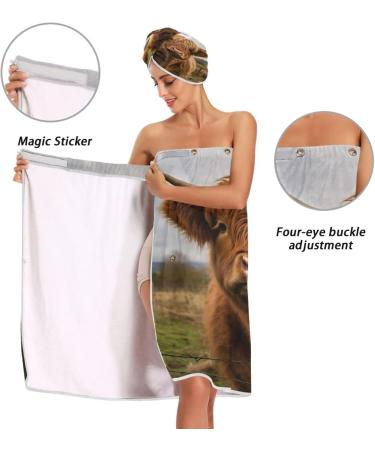 Shop Women's Spa Towel Wrap Set of 3 - Scottish Highlands Cow Bathrobe & Shower Wrap with Adjustable Closure | International Shipping Available - Buy Online on GoSupps.com