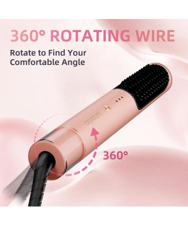 Hair Straightener Brush - Ionic Anti-Scald Ceramic Flat Iron for Women | Fast Heating Hair Styling Comb (Pink - Buy Online on GoSupps.com