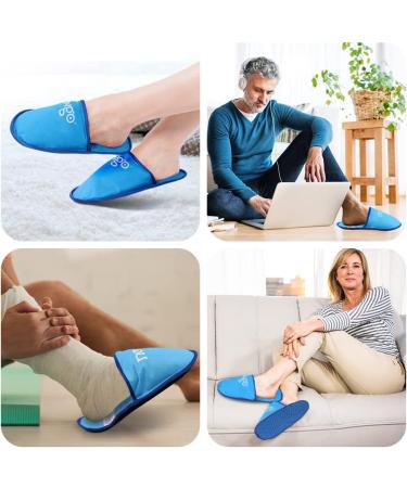 NEWGO Foot Ice Pack Slippers - 2 Pack Gel Therapy for Swollen & Painful Feet, Neuropathy, Chemotherapy & Diabetes Relief - Blue - Buy Online on GoSupps.com