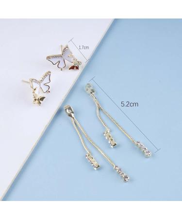 Vintage Crystal Butterfly Earrings - Long Dangle Rhinestone Tassel Jewelry for Women - Gold Chain & CZ Studs - Buy Online on GoSupps.com