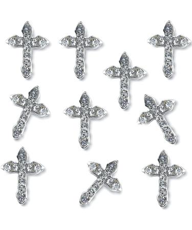 Alloy Cross Nail Charms - Luxury Diamond 3D Nail Art Charms - 10pcs/set - Buy Online on GoSupps.com