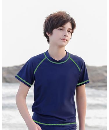 Buy UV Protection Swim Shirt for Kids 6-12 Years | UPF 50+ Short Sleeve Boys Swim Shirt in Navy Blue - Buy Online on GoSupps.com