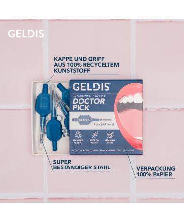 Geldis Interdental Brushes - 7 Piece Doctor Pick Set for Effective Tooth Cleaning and Tartar Removal (Blue 0.9 mm) - Buy Online on GoSupps.com
