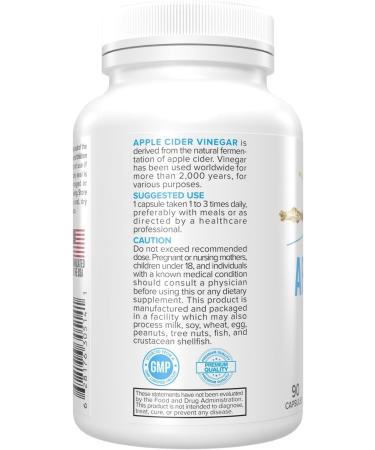 Portions Master Apple Cider Vinegar Pills, Unfiltered Apple Cider Vinegar - 90 Capsules - 750 mg Per Serving - Buy Online on GoSupps.com