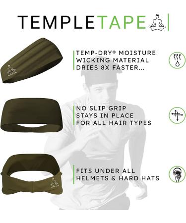 Temple Tape Headbands for Men and Women - 2-Pack Sweatband Set for Running, Yoga & Cross Training in Black & OD Green - Buy Online on GoSupps.com