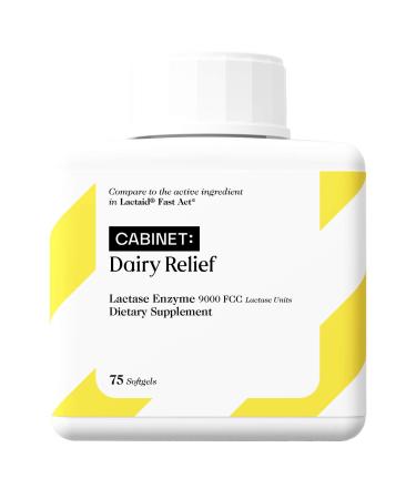 Cabinet Fast Acting Dairy Relief Lactose Enzymes, 75 Softgels, Help Prevent Gas, Bloating, Diarrhea, Intolerance, or Sensitivity