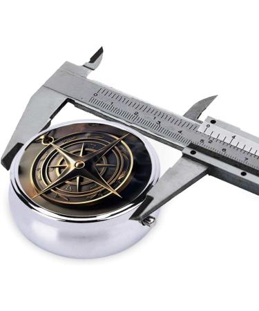 Magic Rune Compass Portable Metal Pill Box | Round Mini 3-Compartment | Ideal for Travel & Small Pills | Hinged Design | Black - Buy Online on GoSupps.com