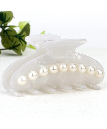 White Pearl Hair Claw Clip - Elegant Acrylic Banana Barrette for Women & Girls - Buy Online on GoSupps.com
