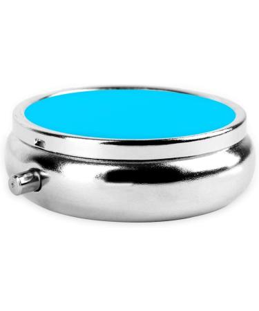 Light Blue Portable Metal Pill Box - Round Mini 3-Compartment Design for Travel - Ideal for Small Pills - Buy Online on GoSupps.com
