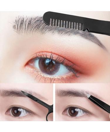 Stainless Steel Eyebrow Scissors with Comb Tweezer - Curved Small Trimmer for Facial Grooming - Mother's Day Gift - Buy Online on GoSupps.com