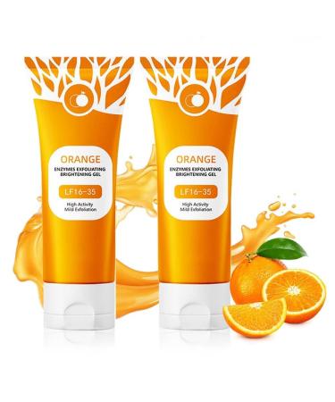 Orange Enzyme Exfoliating Gel for Face & Body Organic Moisturizing Scrub Deep Pore Cleansing Blackhead Remover Gentle Exfoliator for All Skin Types (Orange 2 PCS) Orange 3.53 Ounce (Pack of 1)