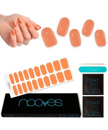 NOOVES NOOVES - 20 sheets of gel nail gel - Orange Glow - 20 pieces - Premium semi-cured gel nails - Gel nail stickers - Includes 1 nail file and 1 orange stick