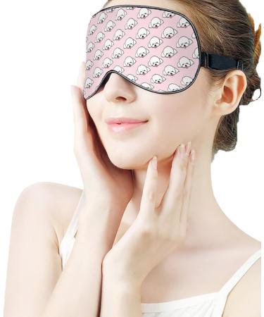 Cute White Maltese Poodle Sleep Mask for Women | Adjustable Eye Shades with Elastic Strap - Perfect Dog Lover Gift - Buy Online on GoSupps.com
