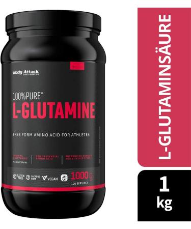 Body Attack 100% Pure L-Glutamine 1000g - Vegan Gluten-Free Made in Germany Micronized Laboratory-Tested High-Dose Amino Acid Supplement - Buy Online on GoSupps.com