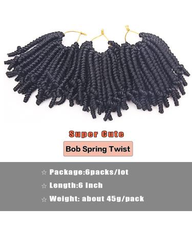 6 Inch Pre-twisted Passion Twist Crochet Hair Bob 6 Packs - 20 Strands/Pack | Short Spring Twist Crochet Braids - Pre Looped Spring Twist Hair in 1B Color - Buy Online on GoSupps.com