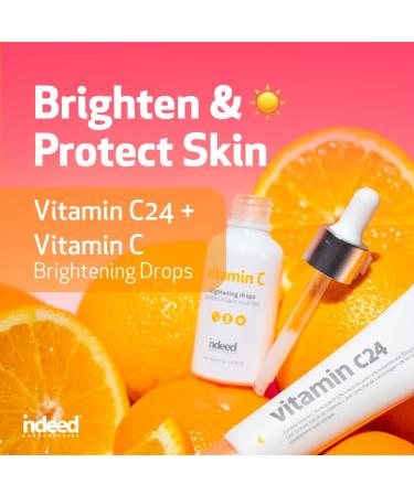 INDEED LABS Vitamin C Brightening Drops - Lightweight Facial Serum with Encapsulated Ascorbic Acid, Volcanic Soil, Hyaluronic Acid - Anti Aging Serum for Fine Lines & Wrinkles - Buy Online on GoSupps.com
