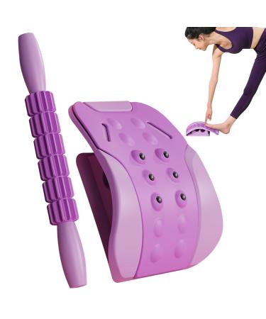 Lower back extension |Lumbar straps for neck |3-stage adjustable lumbar support spine board back massage device with massage tab back cracker board lumbar spine b: improved combination model charming purple
