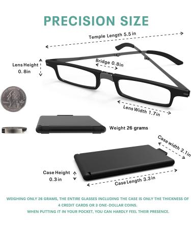 Kisdate Ultra-Light Foldable Reading Glasses - Black, 1.5 Diopters - Buy Online on GoSupps.com