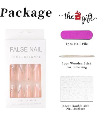 RUNRAYAY Pink & White French Rhinestone Fake Nails Long Press on Nails Art Kit for Women & Girls - Buy Online on GoSupps.com