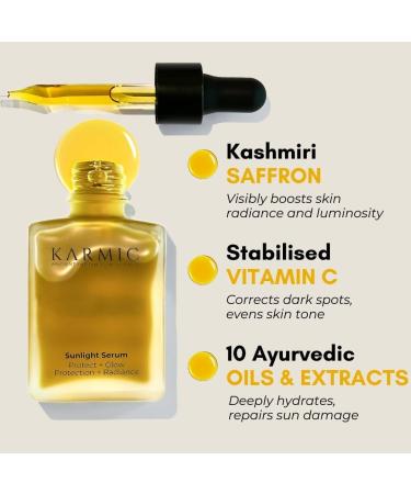 Karmic Skin Brightening Vitamin C Face Serum: With Saffron & Vit. E | Hydrate & Reveal Bright Glowing Skin | Correct Dark Spots | Treat Hyperpigmentation | Organic Facial Oil Skin Care | Women & Men - Buy Online on GoSupps.com