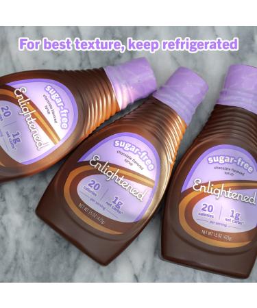 Enlightened Keto Chocolate Syrup - Gluten-Free, Vegan, Kosher, Sugar-Free - 20 Calories, 1 Net Carb - Zero Sugar Syrup for Ice Cream, Coffee, Pancakes - 15 oz - Buy Online on GoSupps.com