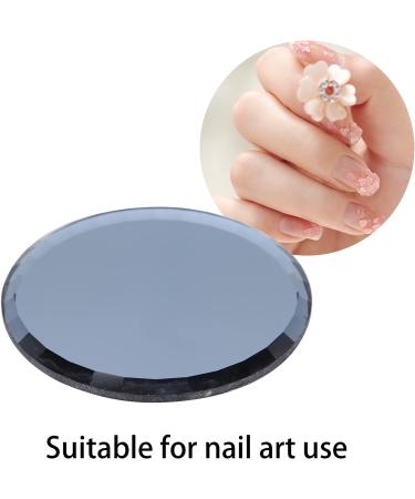 Luroze Nail Art Pallets & Mirrors - 7.1cm Color Mixing Glass Display Tools for Women & Girls | Black Makeup Plates & Photography Props - Buy Online on GoSupps.com