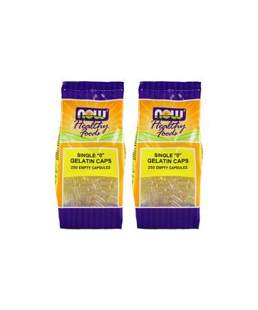 NOW Gel '0' Capsules 250 Count (Pack of 2)