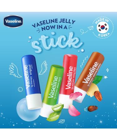 Vaseline Lip Therapy Stick Rosy Lips & Original Variety Pack | 4.8g (4 Pack) - Petroleum Jelly Lip Balm - Buy Online on GoSupps.com