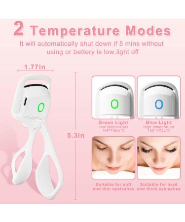 Heated Eyelash Curler - Portable Rechargeable Electric Curler for Women - 2 Heating Modes for Quick Natural Curling - Includes Eyelash Combs - Makeup Tool for Perfect Lashes - Buy Online on GoSupps.com