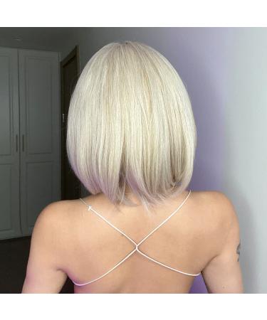 Platinum Blonde Bob Wig with Bangs - 12 Inch Heat Resistant Synthetic Wig for Daily & Party Wear - Buy Online on GoSupps.com