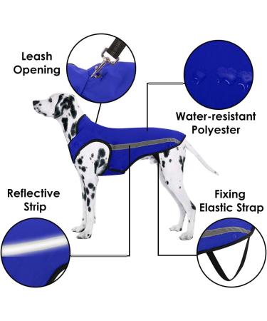 Slowton Winter Dog Jacket - Soft Flannel Waterproof & Windproof Coat with Adjustable Size | Warm XXL Blue | Reflective Stripes - Buy Online on GoSupps.com