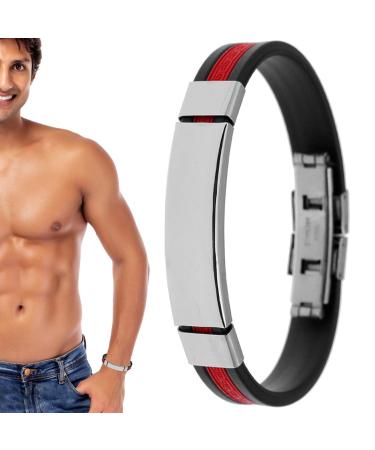 Lympunclog Magnnet hard band - personalized magnetic bracelets unisex stylish bracelets for adults men young people outdoor travel camping hiking red