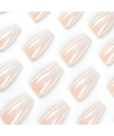 24pcs Pink White Gradient Coffin False Nails - Medium Length Press on Nails for Women & Girls | Full Cover Fake Nails with Removable Glue - Nail Art Accessories - Buy Online on GoSupps.com