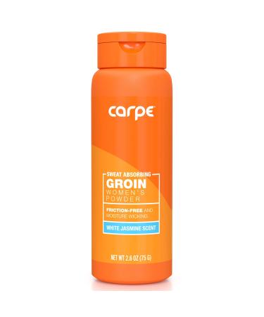 Carpe No-Sweat Groin Powder (For Women)  - Designed for Maximum Sweat Absorption - Mess and Friction Free, Stop Chafing 2.6 Ounce (Pack of 1) Women's Groin