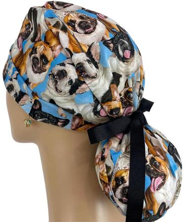 French Bulldog Print Scrub Hat | Unisex Surgical Cap for Nurses & Doctors | Tie Back Working Cap - Buy Online on GoSupps.com