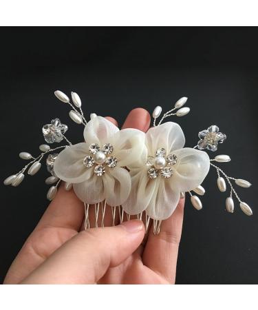 FRCOLOR Pearl Hair Accessories Bridal Hair Accessories Flower Hair Accessories Bridal Hair Comb Flower Girl Hair Accessory Crystal Hair Accessories White European Style Spun Yarn Bride - Buy Online on GoSupps.com