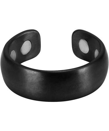 MagnetRX Magnetic Therapy Pain Ring - Stainless Steel Arthritis Ring for Men | Black Size 8 - Buy Online on GoSupps.com