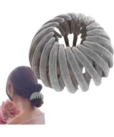 Birds Nest Hair Clip - Velvet Expandable Bun Fixed Hair Claw | Retractable Ponytail Holder Hairpin Buckles Hair Bun Maker Bun Clip Accessories for Women and Girls Tosier Light Gray - Buy Online on GoSupps.com